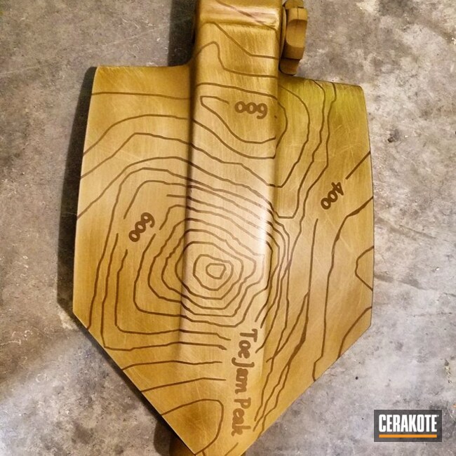 Cerakoted Glock Entrenching Tool In A Cerakote Topo Map Finish
