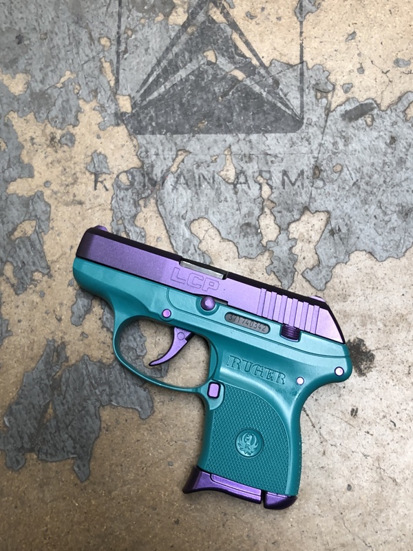 Ruger LCP Handgun in a Custom Teal Mix and gun Candy Finish by ABELARDO ...