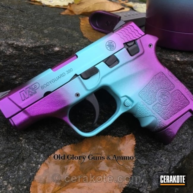 Cerakoted Ladies M&p Bodyguard 380 In A Purple And Blue Candy Finish