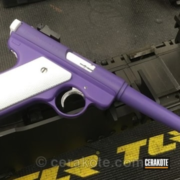 Cerakoted Ruger Mk1 Target Pistol In Cerakote Snow White And Wild Purple