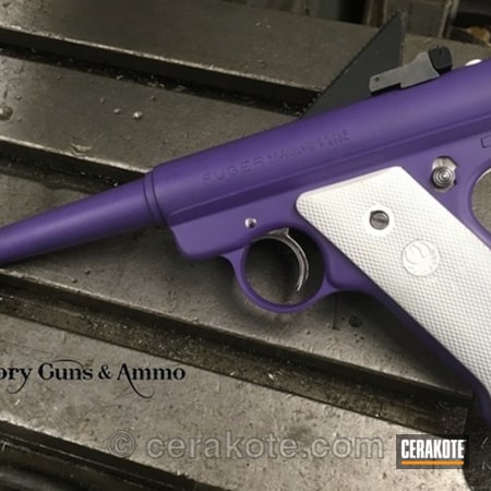 Powder Coating: Two Tone,Target Shooting,Snow White H-136,Wild Purple H-197,Custom Grips,Ruger,Target Pistol,Ruger MK1