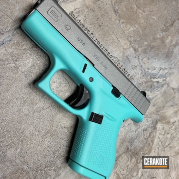Cerakoted Glock 42 Done In Cerakote Robin's Egg Blue And Gun Metal Grey