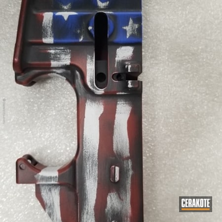 Powder Coating: Graphite Black H-146,NRA Blue H-171,Stormtrooper White H-297,American Flag,FIREHOUSE RED H-216,Lower,Distressed American Flag