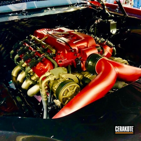 Powder Coating: Crimson H-221,Engine Parts,Gloss Black H-109,Camaro,Car Parts,Engine,Automotive,C-Series,hitemp,Burnt Bronze H-148,Exhaust,Car