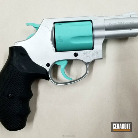 Powder Coating: Satin Aluminum H-151,Smith & Wesson,Girls Gun,Revolver,A Twist on Tiffany,Robin's Egg Blue H-175