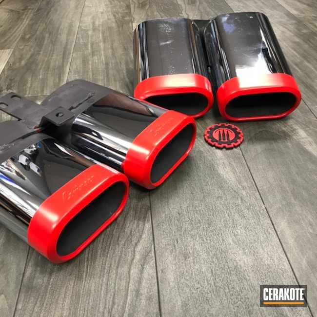 Cerakoted Exhaust Tips Done In Cerakote Gloss Black And Stoplight Red