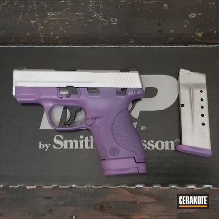 Powder Coating: LSU,Satin Aluminum H-151,Smith & Wesson,Smith & Wesson M&P Shield,Pistol,Bright Purple H-217