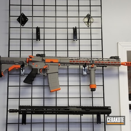 Powder Coating: Hunter Orange H-128,9mm AR pistol,BATTLESHIP GREY H-213,Color Fill,Tactical Rifle,Queen City Arms