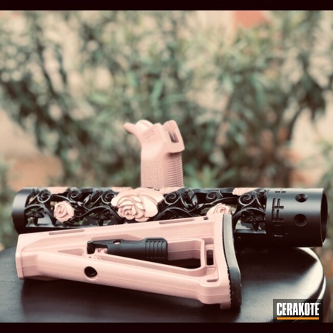 Cerakoted Gun Parts Done In A Two Toned Black And Custom Mixed Rose Gold Cerakote Finish