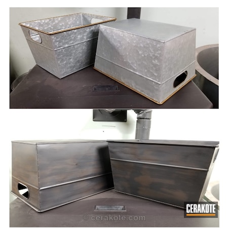 Powder Coating: Distressed,Armor Black H-190,Metal,Metal Bins,Before and After,More Than Guns,Home Decor