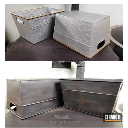 Powder Coating: Distressed,Armor Black H-190,Metal,Metal Bins,Before and After,More Than Guns,Home Decor