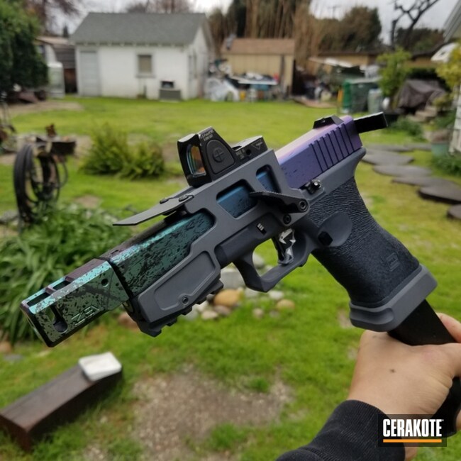 Cerakoted G22- Custom Mixed Blue/grey Cerakoted Frame Color & Gun Candy Faded Slide