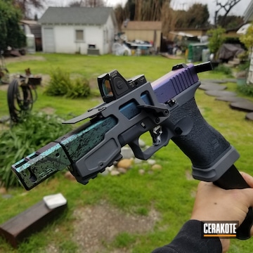 Cerakoted G22- Custom Mixed Blue/grey Cerakoted Frame Color & Gun Candy Faded Slide