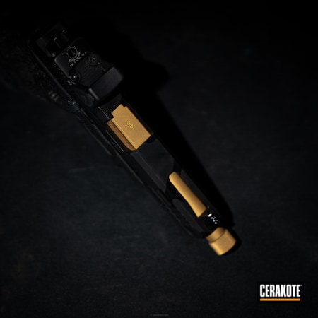 Powder Coating: Glock,Two Tone,Pistol,Barrel,Gold H-122