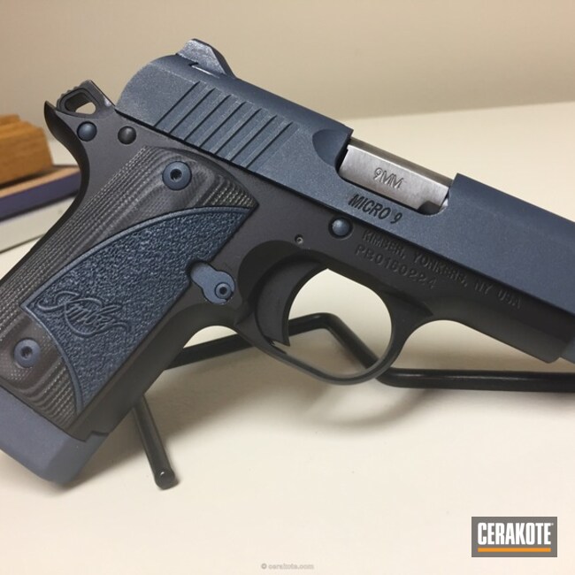 Cerakoted Kimber Micro 9 Handgun In H-185 Blue Titanium