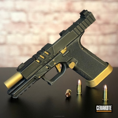 Powder Coating: Graphite Black H-146,Glock,Pistol,Gold H-122,Spartan Build,Battleworn,Glock 17,Titanium H-170
