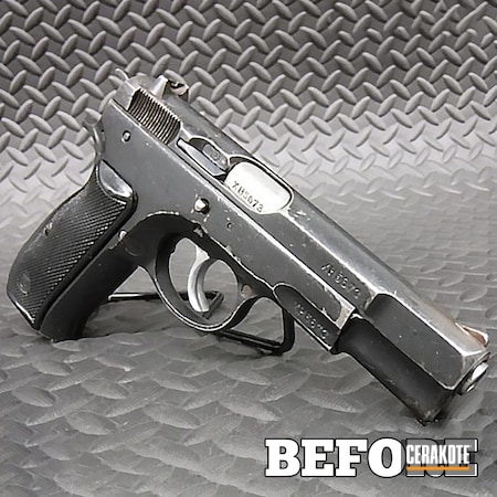 Powder Coating: Cerakote Elite Series,Pistol,Midnight E-110,Refinished,CZ,Before and After
