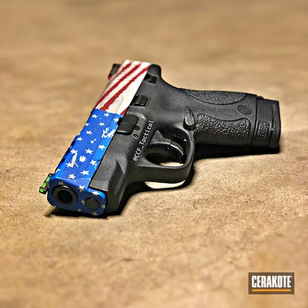 Powder Coating: Hidden White H-242,9mm,Smith & Wesson,M&P Shield,NRA Blue H-171,Murica,Pistol,American Flag,FIREHOUSE RED H-216