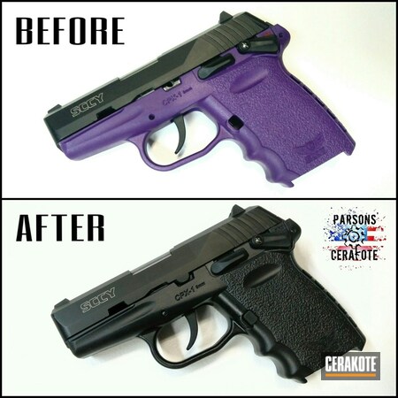 Powder Coating: Black,BLACKOUT E-100,Handguns,Pistol,Before and After,SCCY