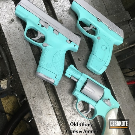 Powder Coating: Conceal Carry,Smith & Wesson,Smith & Wesson M&P Shield,Ruger LC9S,Crushed Silver H-255,Revolver,Daily Carry,Robin's Egg Blue H-175,Hammerless Revolver,Ruger,Pistols