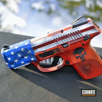 Cerakoted Ruger Sr40c Handgun In A Cerakote American Flag Finish