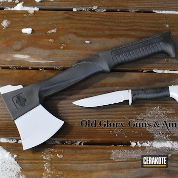 Cerakoted Knife And Axe Done In Cerakote H-146 And H-255