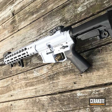 Cerakoted Two Toned Rifle Done In Cerakote Graphite Black And Battleship Grey