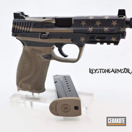 Powder Coating: Graphite Black H-146,Smith & Wesson,Pistol,American Flag,MAGPUL® FLAT DARK EARTH H-267