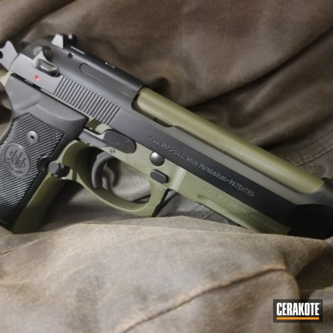 Cerakoted Beretta Handgun In H-264 Mil Spec Green
