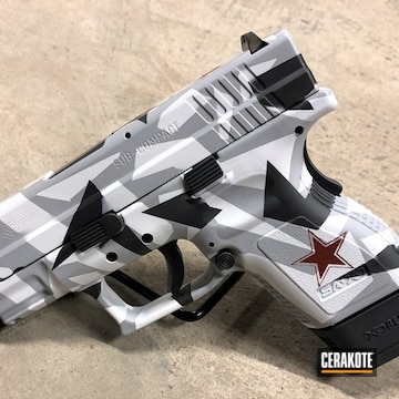 Cerakoted Springfield Xd-9 Handgun In A Cerakote Splinter Camo Finish
