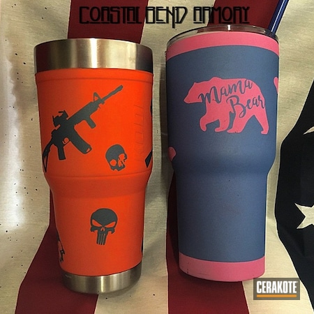 Powder Coating: Hunter Orange H-128,Custom Tumbler Cup,Blue Titanium H-185,More Than Guns,Prison Pink H-141