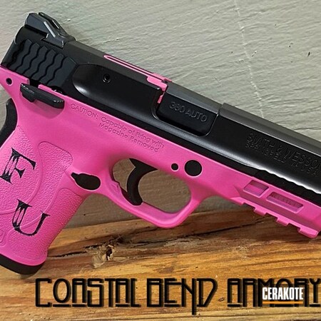 Powder Coating: Graphite Black H-146,Smith & Wesson,Pistol,.380,Prison Pink H-141,380EZ