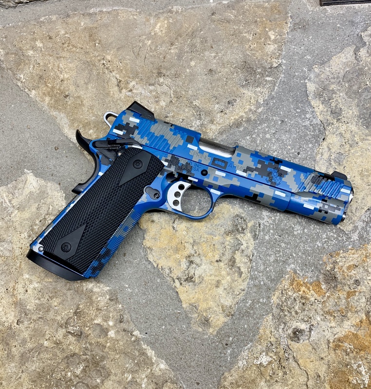 Machine Gun Blue Color Blue Digital Camo Gun
