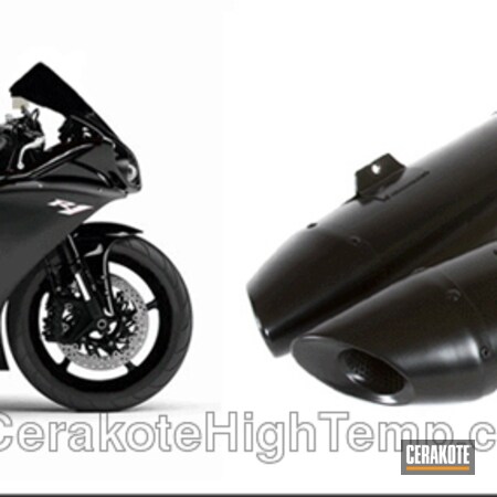 Powder Coating: Motorcycles,High Temperature Coating,BLACK VELVET C-7300,Exhaust,C-7300 Black Velvet,Yamaha