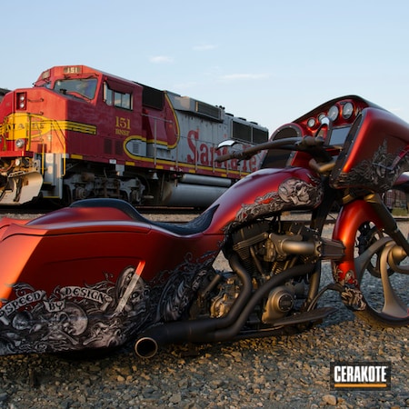 Powder Coating: COBALT C-112,Motorcycles,Wheels,TITANIUM C-105,bagger,Exhaust,Skull,Custom Bike