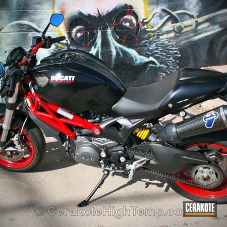 Powder Coating: Motorcycles,Ducati,BLACK VELVET C-7300,Exhaust,Custom,C-7300 Black Velvet
