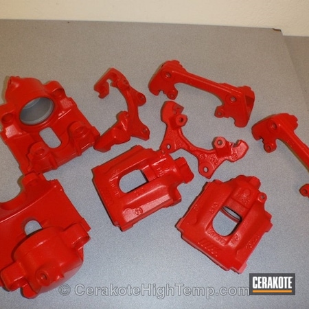 Powder Coating: Calipers,Automotive,STOPLIGHT RED C-143,Brake Caliper