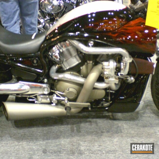 Cerakoted C-105 Titanium On V-rod Exhaust