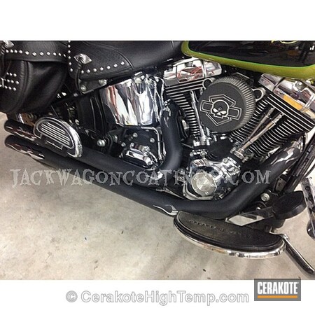 Powder Coating: Motorcycles,BLACK VELVET C-7300,Flames,Exhaust,C-7300 Black Velvet
