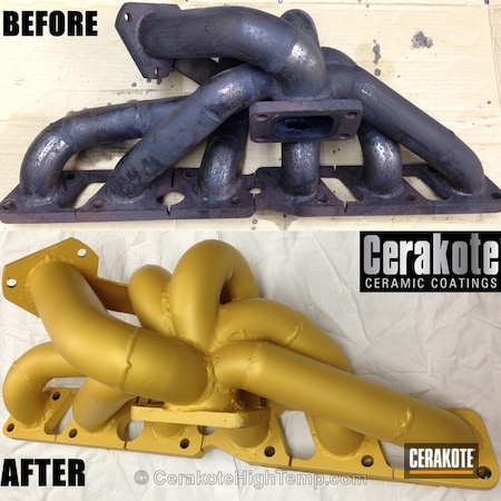 Powder Coating: Manifold,GTR,Automotive,Before and After,CERAKOTE GLACIER GOLD  C-7800,Exhaust