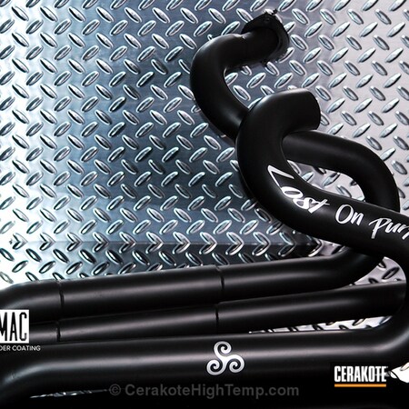 Powder Coating: CERAKOTE GLACIER BLACK C-7600,Pipes,Harley Davidson,Exhaust,CERAKOTE GLACIER SILVER C-7700