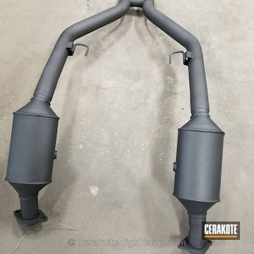 Cerakoted Ford Exhaust System Coated In C-112 Cobalt