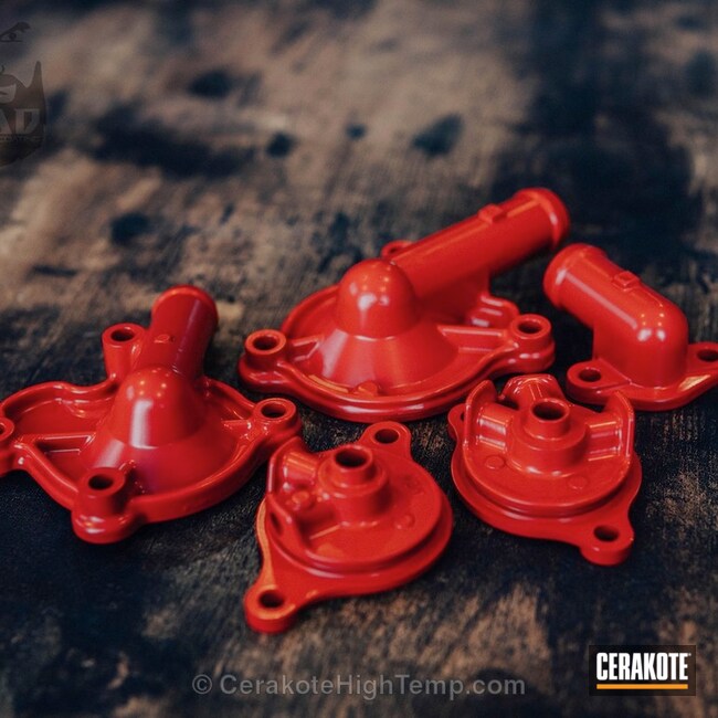 Dirt Bike Parts in C143 Stoplight Red by David Teves Cerakote