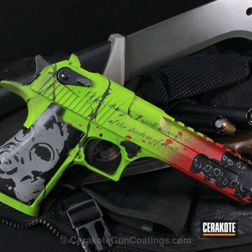 Cerakoted H-168 Zombie Green With H-216 Smith & Wesson Red And H-146 Graphite Black