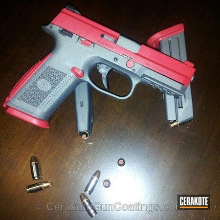 Powder Coating: Handguns,FN Herstal,FIREHOUSE RED H-216,Tungsten H-237
