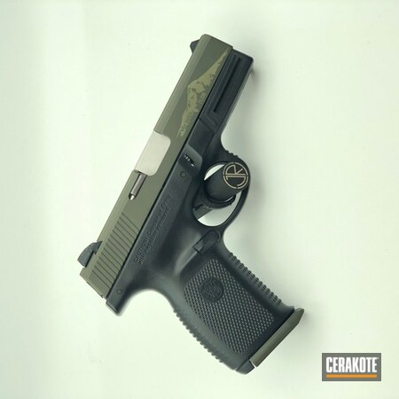 Powder Coating: Laser Engrave,Smith & Wesson,Pistol,O.D. Green H-236,Mt. Hood