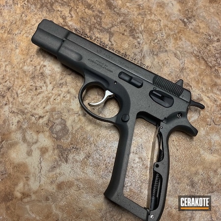 Powder Coating: Graphite Black H-146,CZ 75 Compact,CZ 75,Pistol,CZ,Before and After,Tungsten H-237