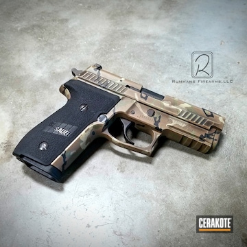 Cerakoted Sig Sauer P229 Handgun With A Custom Cerakote Multicam Finish