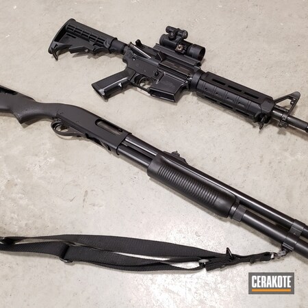 Powder Coating: BLACKOUT E-100,Remington 870,Before and After,AR-15,Solid Tone,Restoration,Fire Damaged