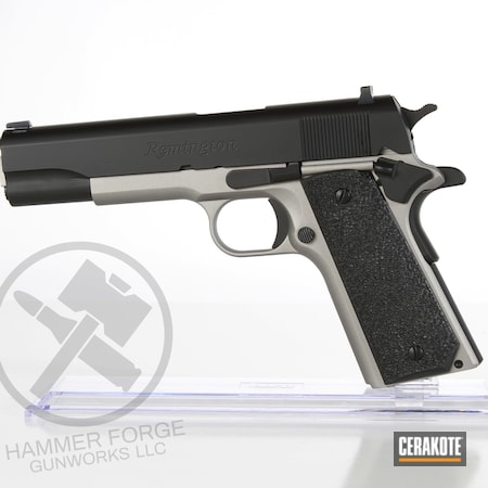 Powder Coating: Graphite Black H-146,.45 ACP,Two Tone,1911,Handguns,Pistol,Remington,Remington 1911 R1,Titanium H-170